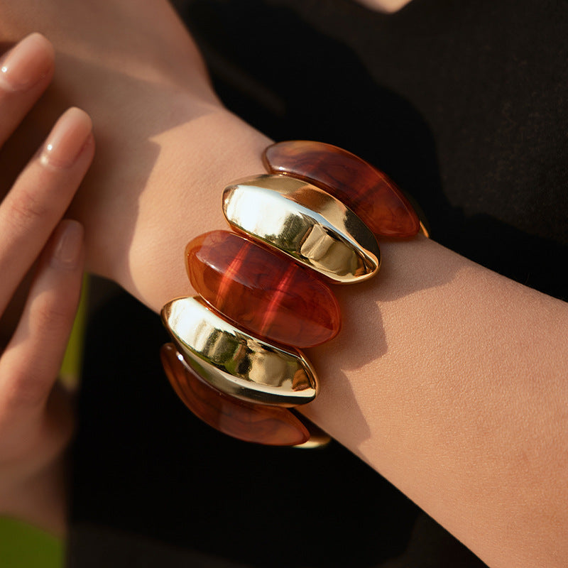 Bold Marbled Resin Chunky Link Bracelet