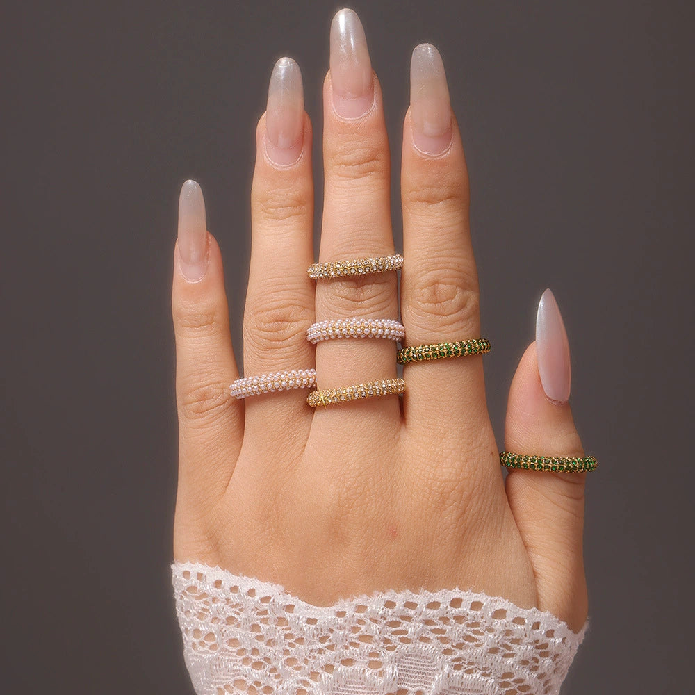 Vintage 3-Row Micro-Pave Eternity Rings