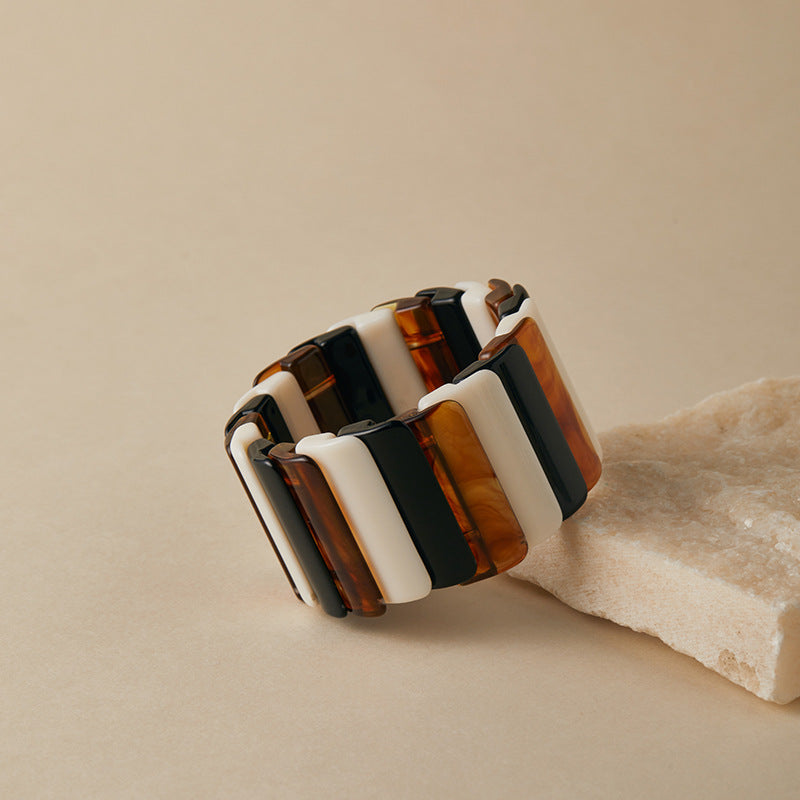 Chunky Resin & Gold Statement Stretch Bracelet