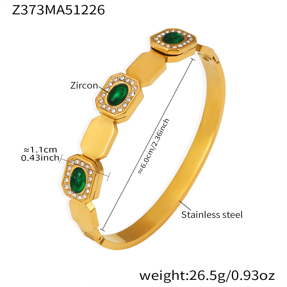 Vintage Emerald Geometric Bangles