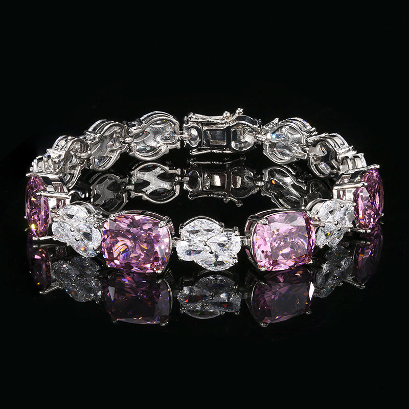 Pastel Cushion Cut Crystal Sparkle Tennis Bracelet