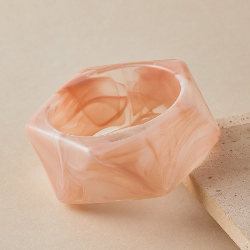 Bold Geometric Faceted Resin Statement Bangle