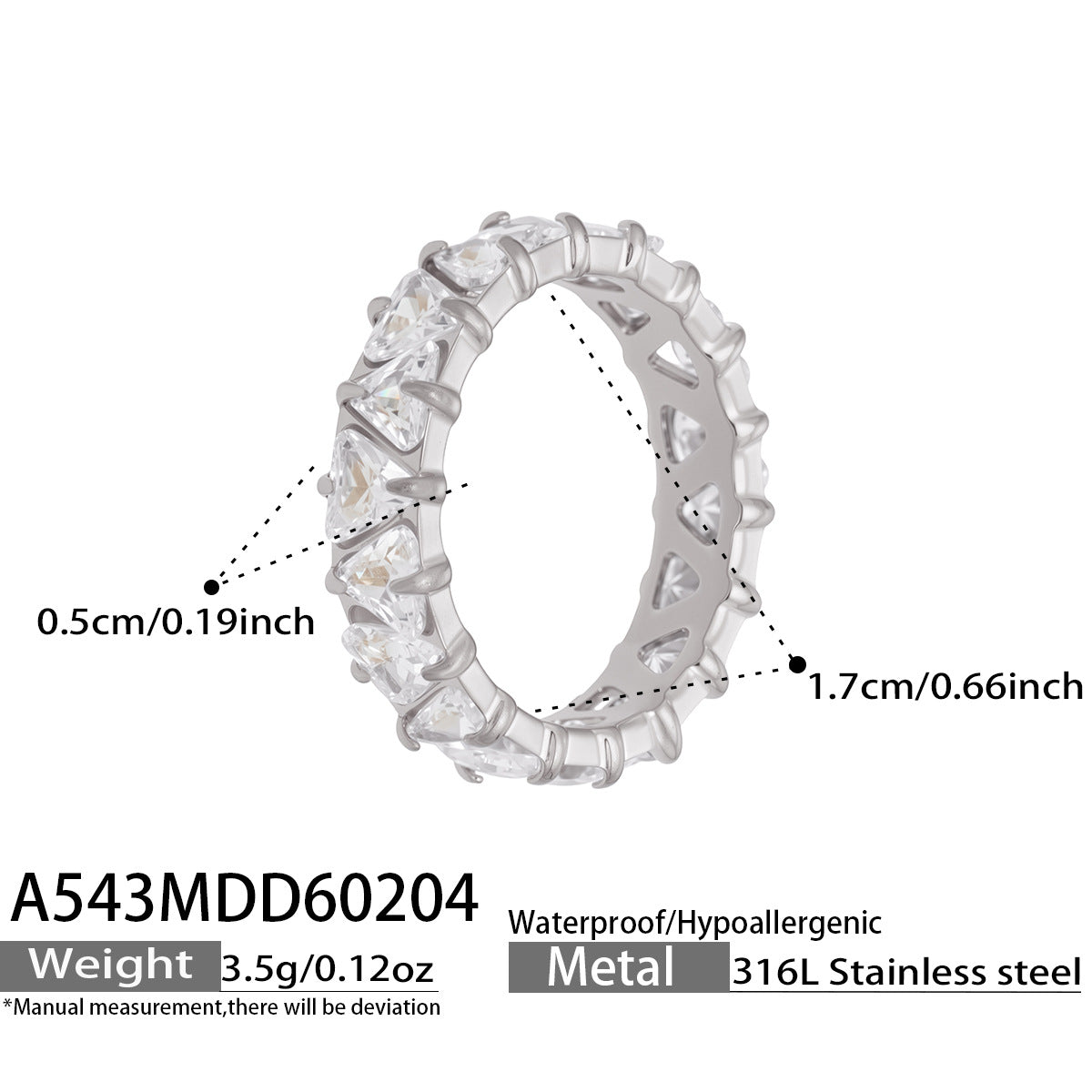 Triangle Cut Zirconia Eternity Band Rings