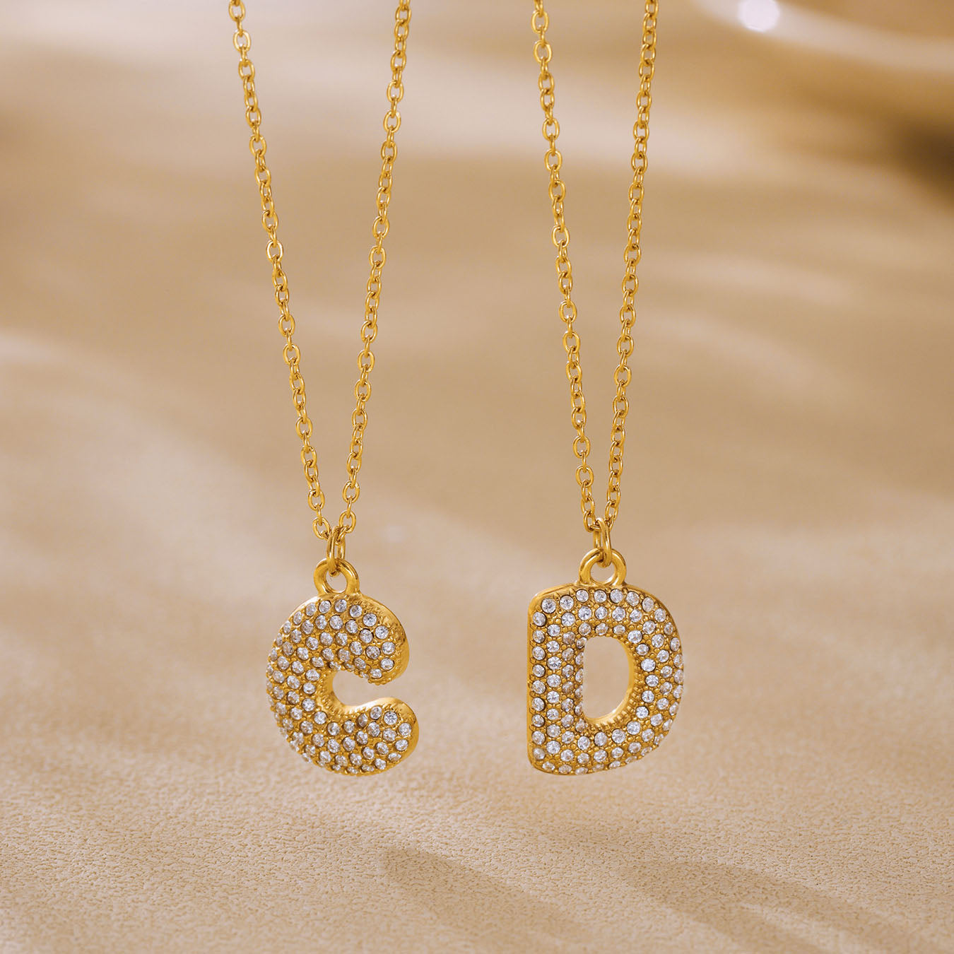 Pave Crystal Bubble Initial Necklace