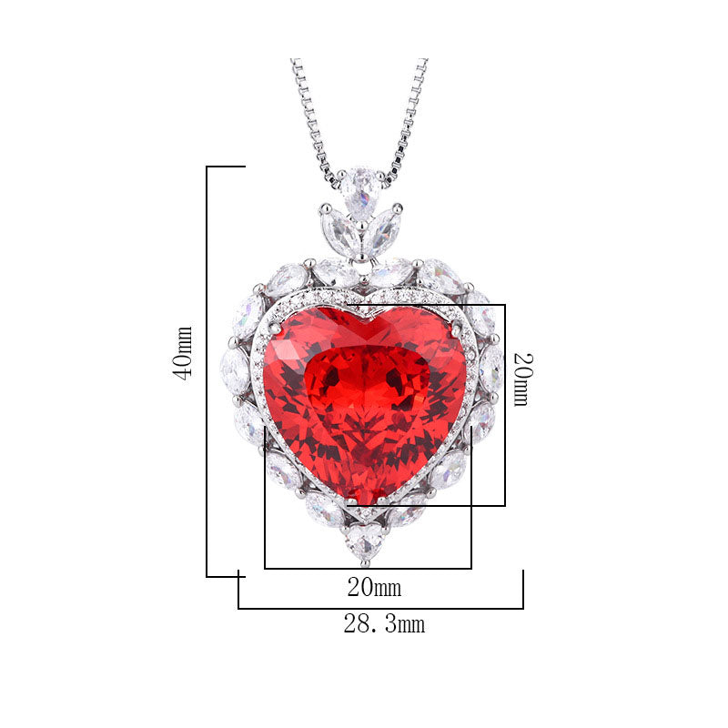 Romantic Heart-Cut Gemstone Floral Halo Pendant Necklace