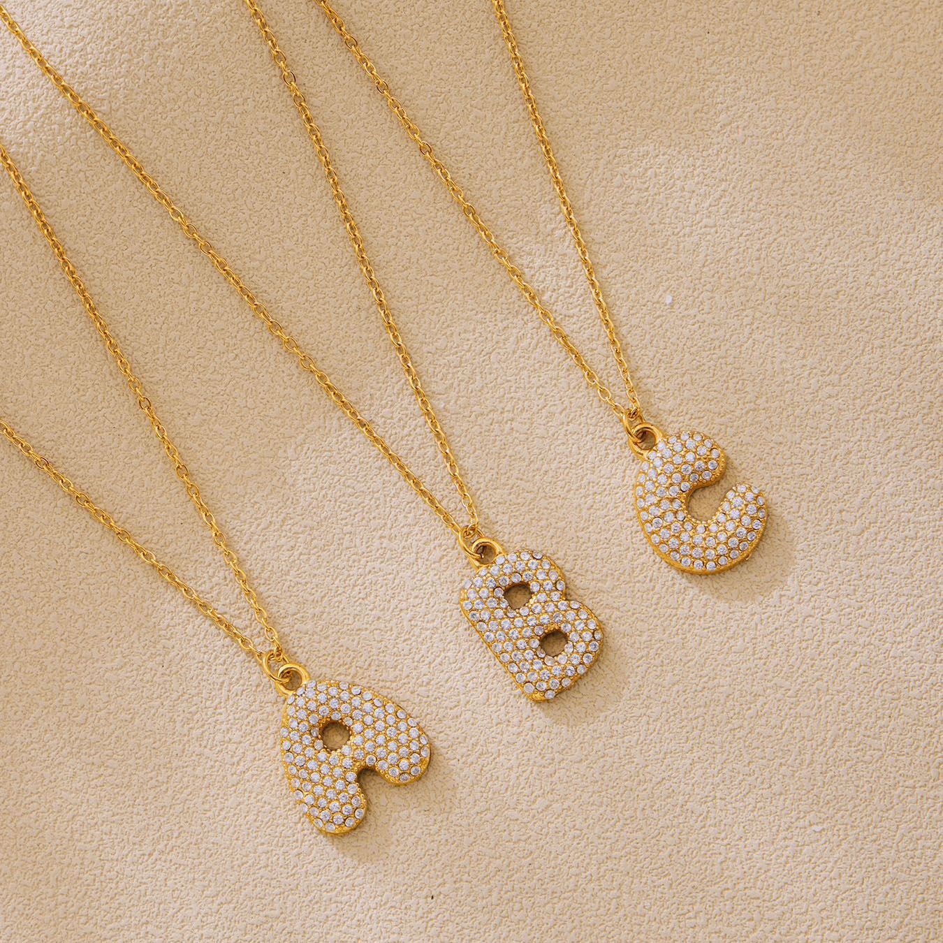 Pave Crystal Bubble Initial Necklace