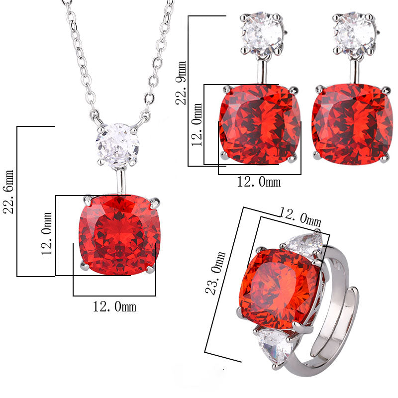 Elegant Fiery Orange Cushion-Cut Jewelry Set