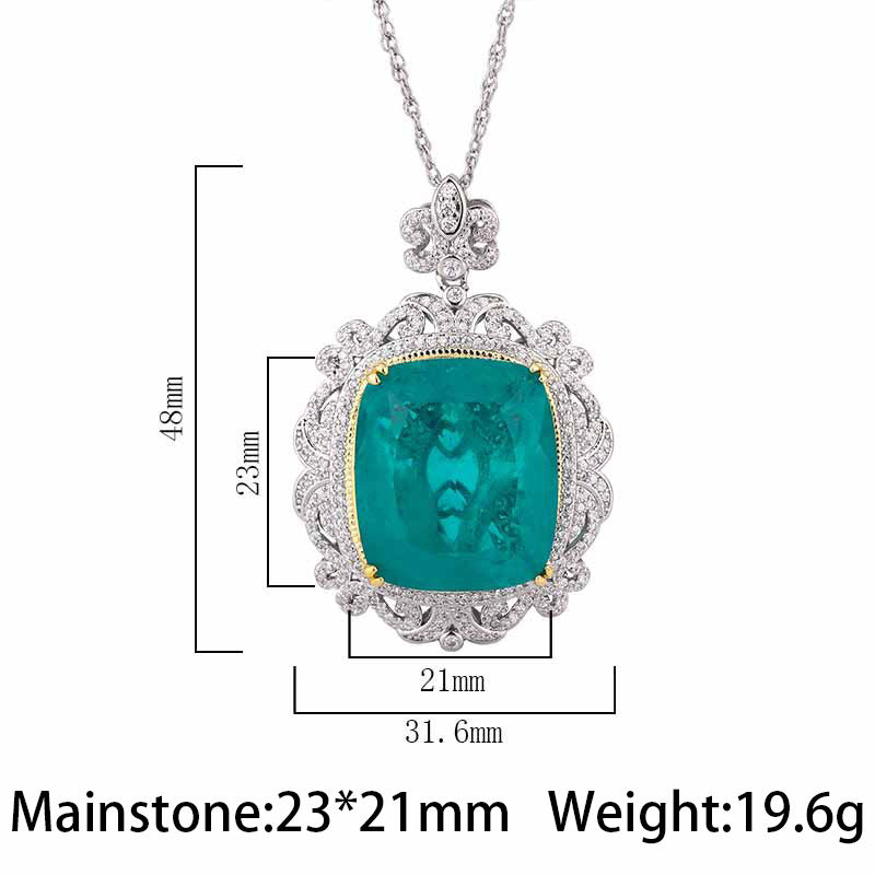 Luxury Cushion Cut Gemstone Pendant Necklace