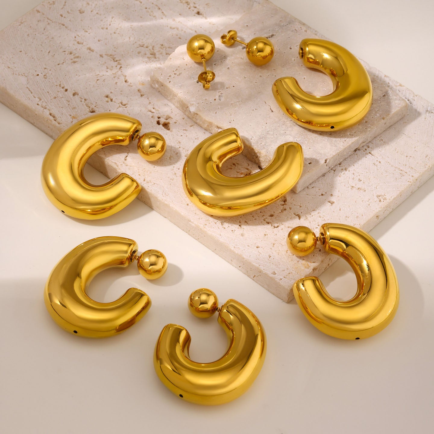 Geometric Sphere Statement Hoop Earrings