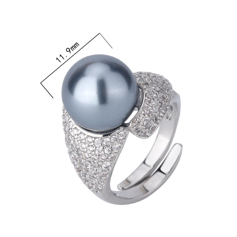 Elegant Ribbon-Wrap Lustrous Pearl Statement Ring
