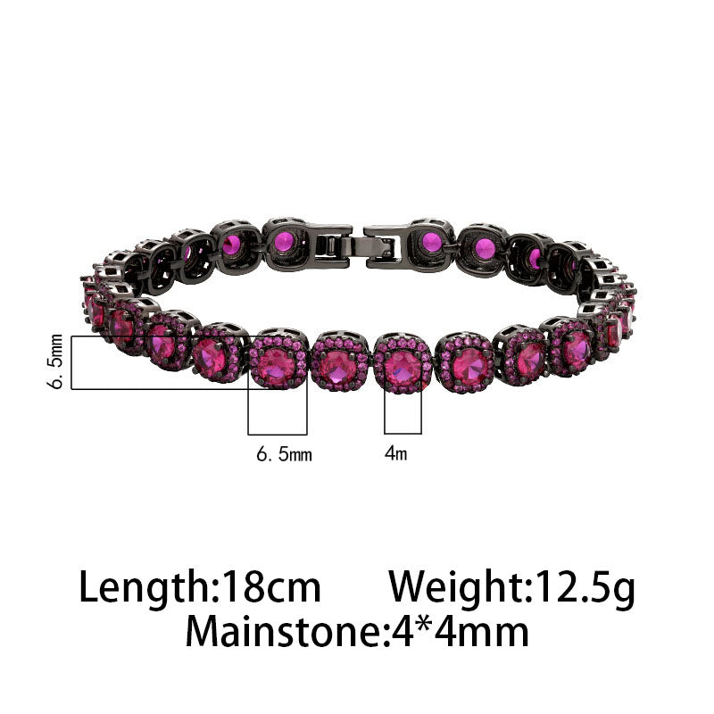 Luxury Black Gold Cushion Cut Gemstone Halo Bracelet