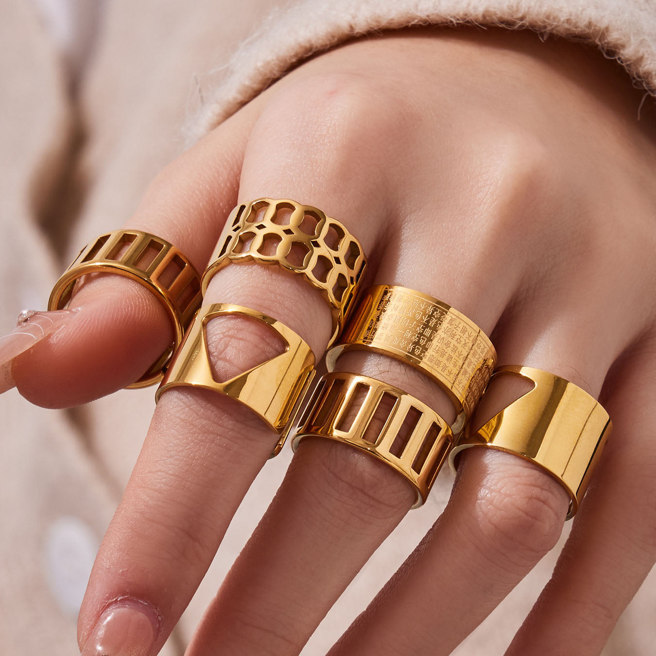 Urban Zen Minimalist Geometric Ring Set