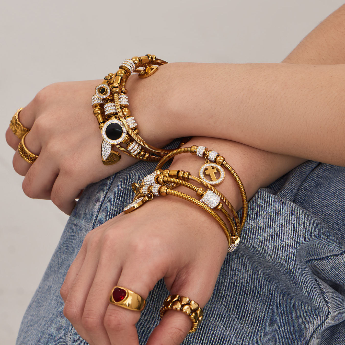 Bracelets de luxe texturés en zircon 