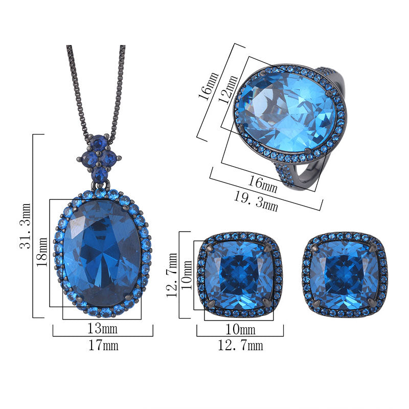 Elegant Radiant-Cut Gemstone Halo Jewelry Suite
