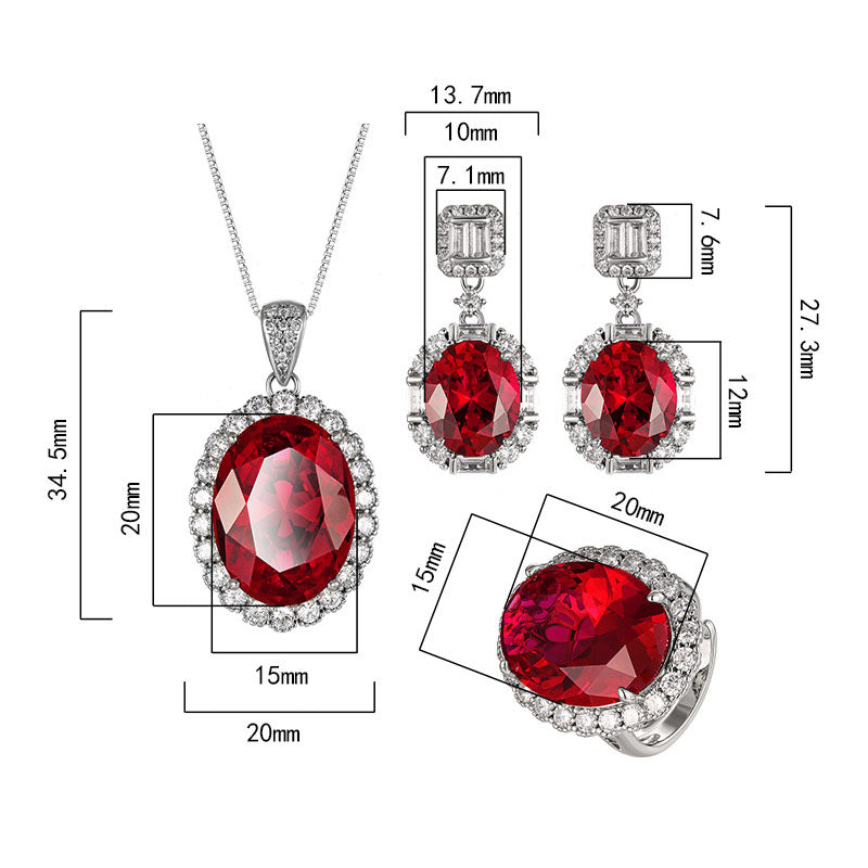 Royal Ruby Oval Halo Jewelry Set