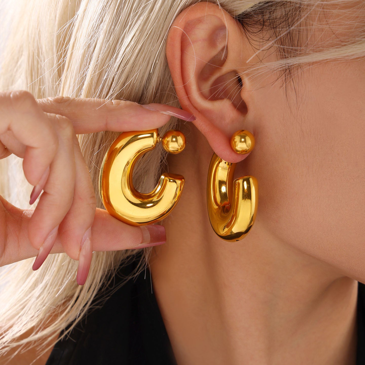 Geometric Sphere Statement Hoop Earrings