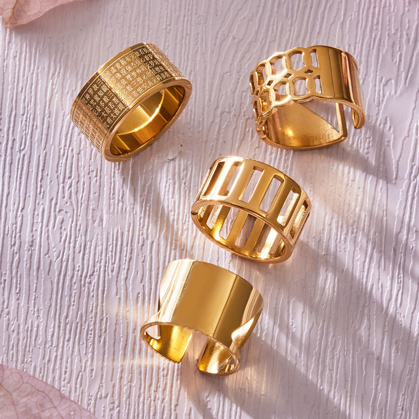 Urban Zen Minimalist Geometric Ring Set