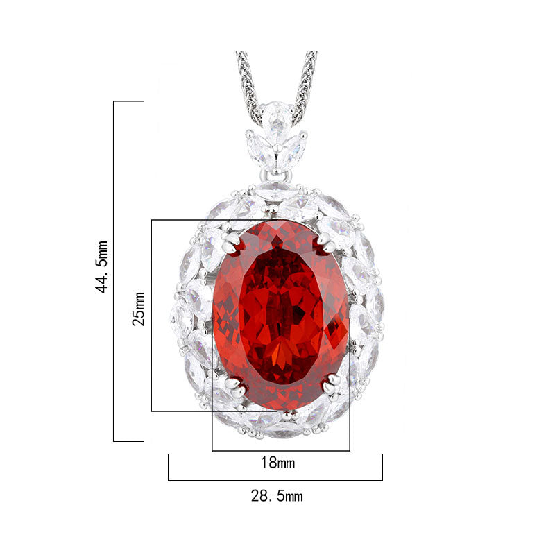Radiant Oval Gemstone Pendant Necklace with Crystal Halo