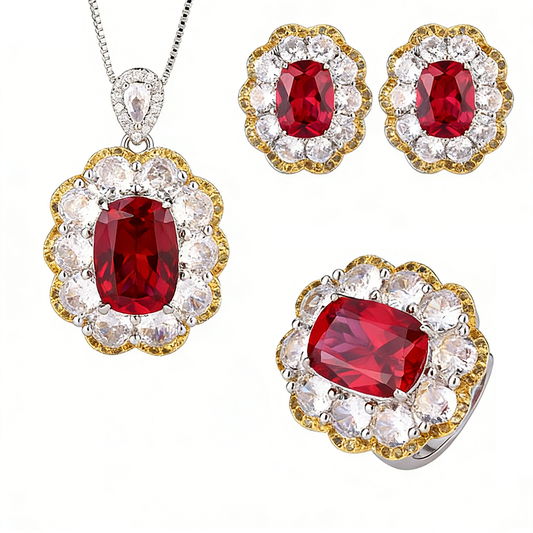 Luxury Ruby Jewelry Set with Diamonds