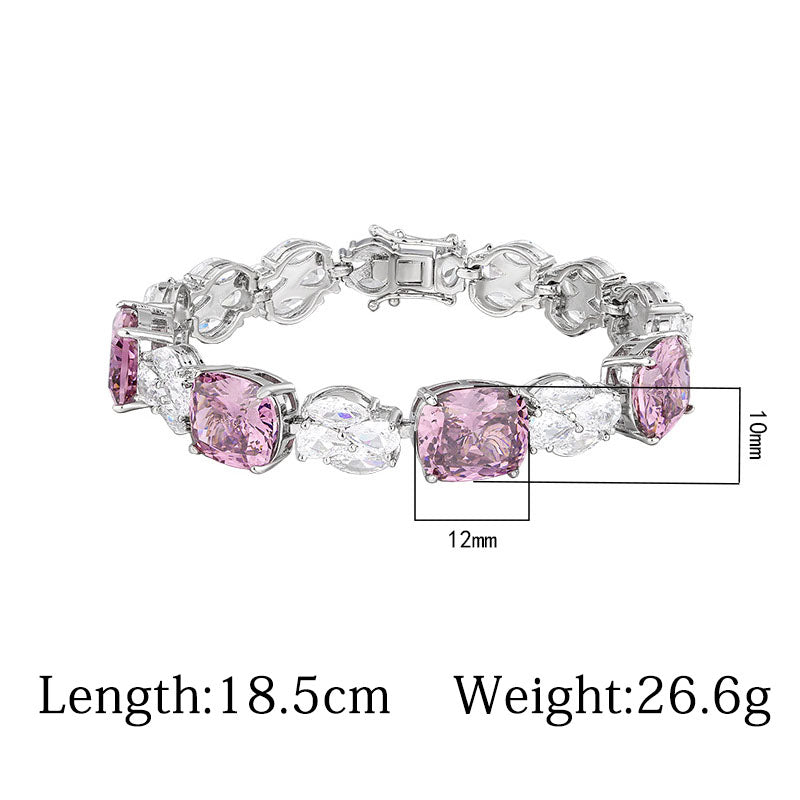 Pastel Cushion Cut Crystal Sparkle Tennis Bracelet