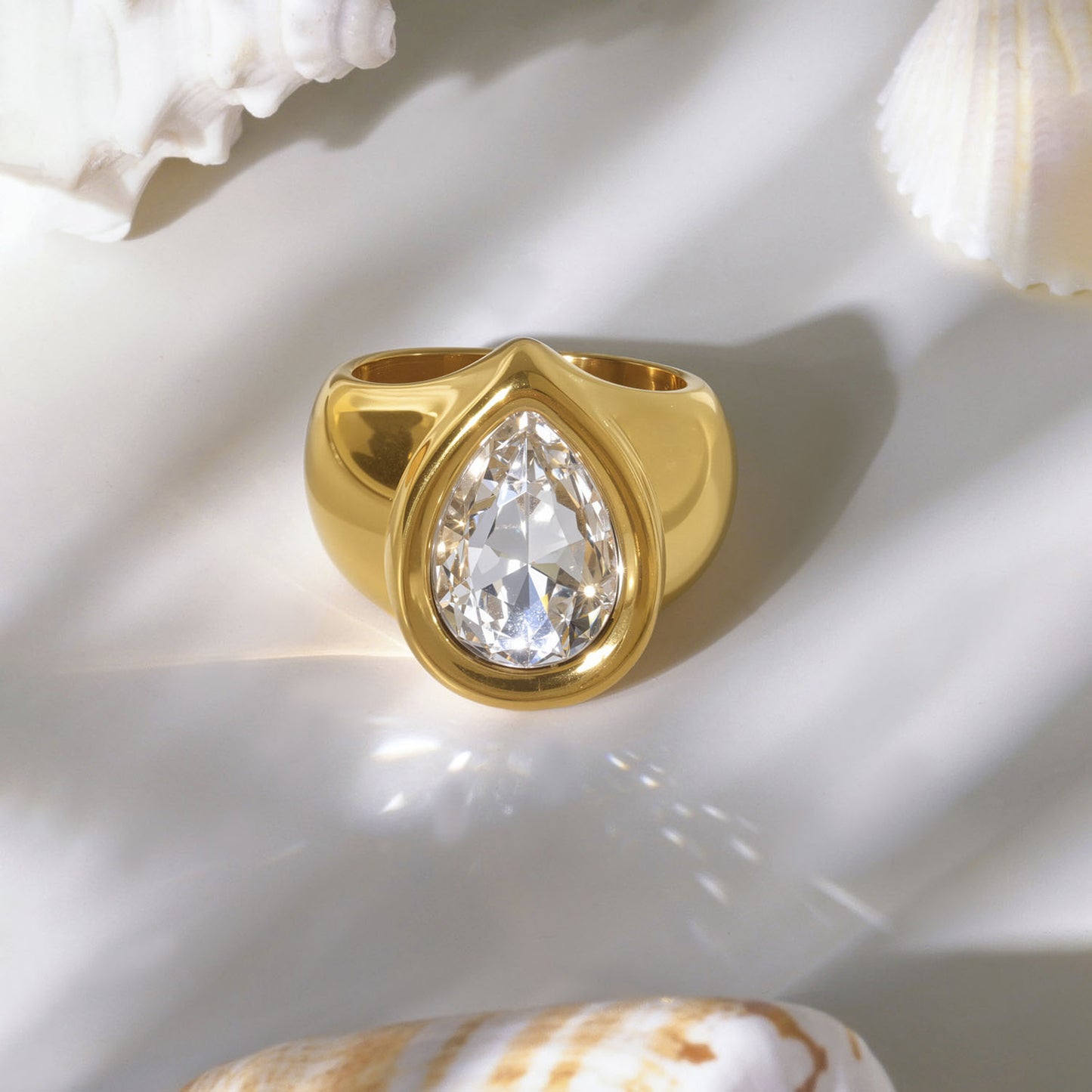 Luxe Chunky Teardrop Crystal Rings