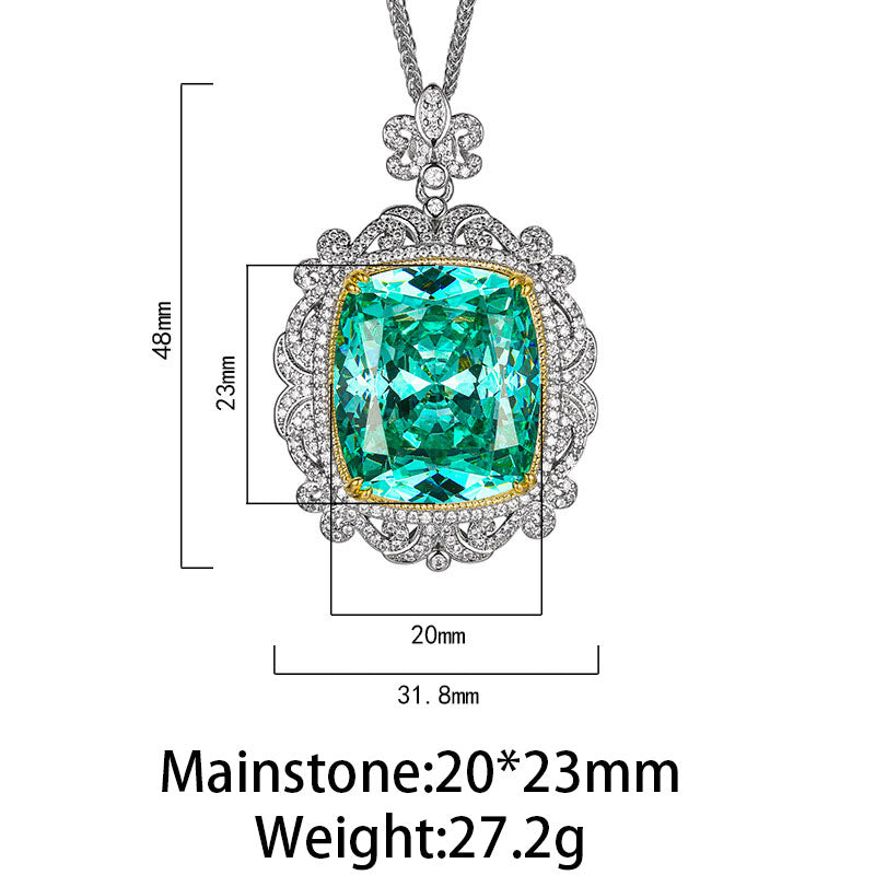 Green Starburst Halo Filigree Pendant Necklace