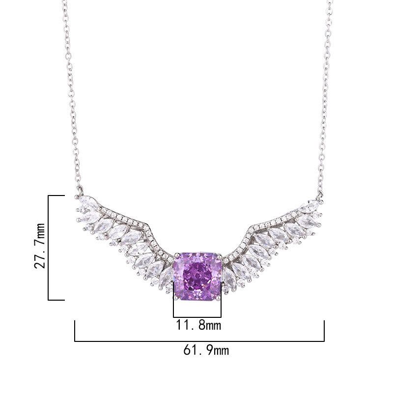 Ethereal Angel Wings Gemstone Necklace in Radiant Colors