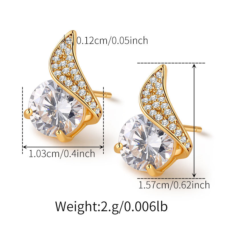 Floral Elegance Zirconia Gold Drop Ear Studs