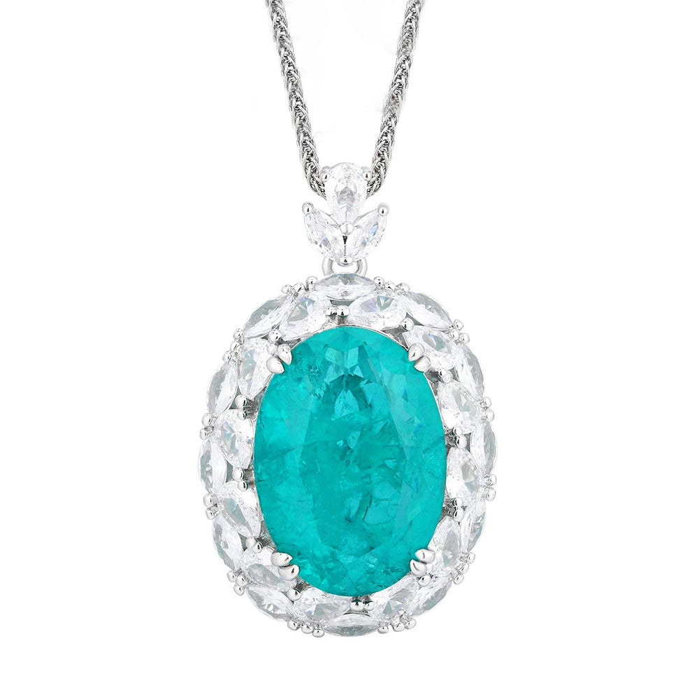 Majestic Vintage Oval Emerald Green Crystal Statement Necklace