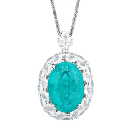 Majestic Vintage Oval Emerald Green Crystal Statement Necklace