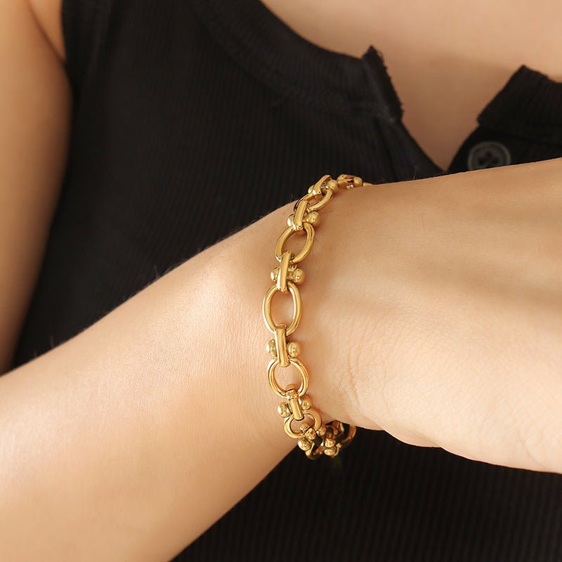 18K Gold Chunky Chain Couple Bracelets - Shuling Jewelry