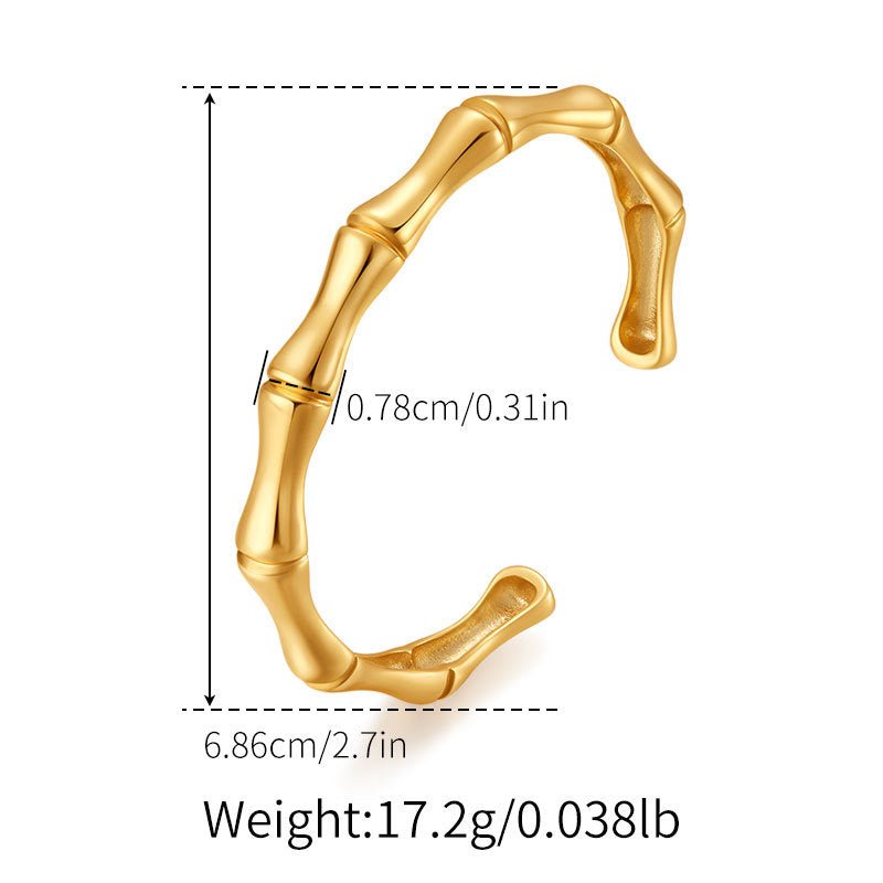 18K Gold Bamboo Joint Bangle - Shuling Jewelry
