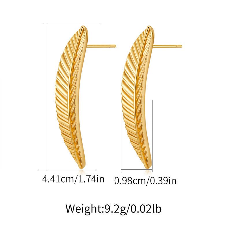 18K Gold Leaf Ear Studs - Shuling Jewelry