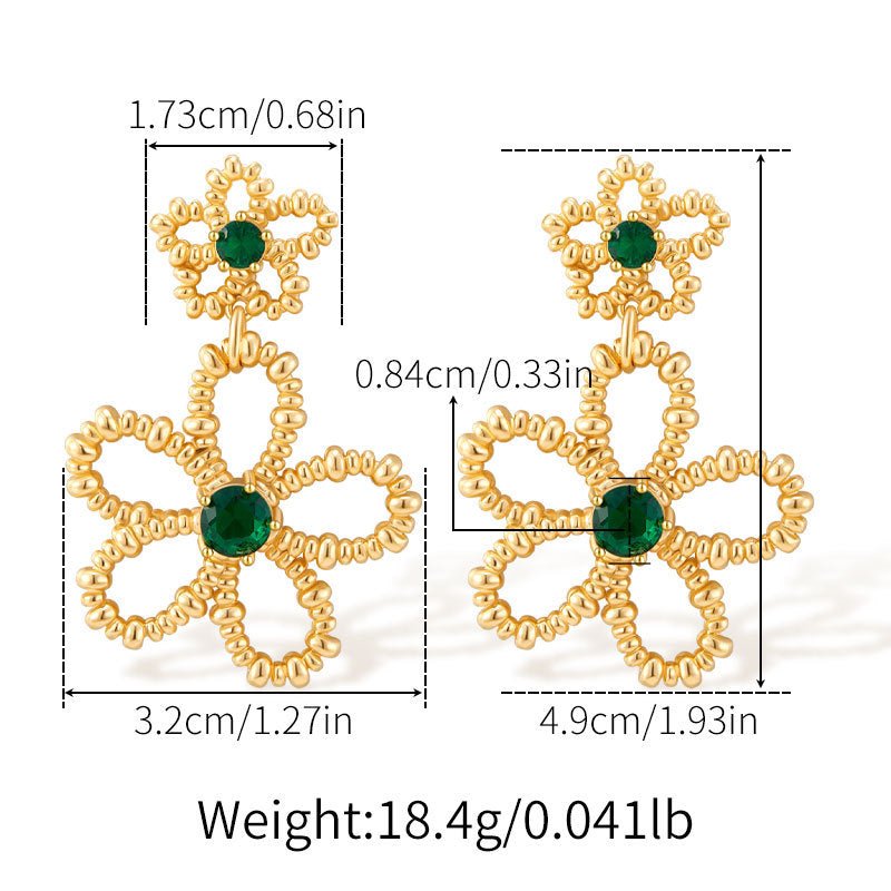 18K Gold Large Flower Earrings - Shuling Jewelry