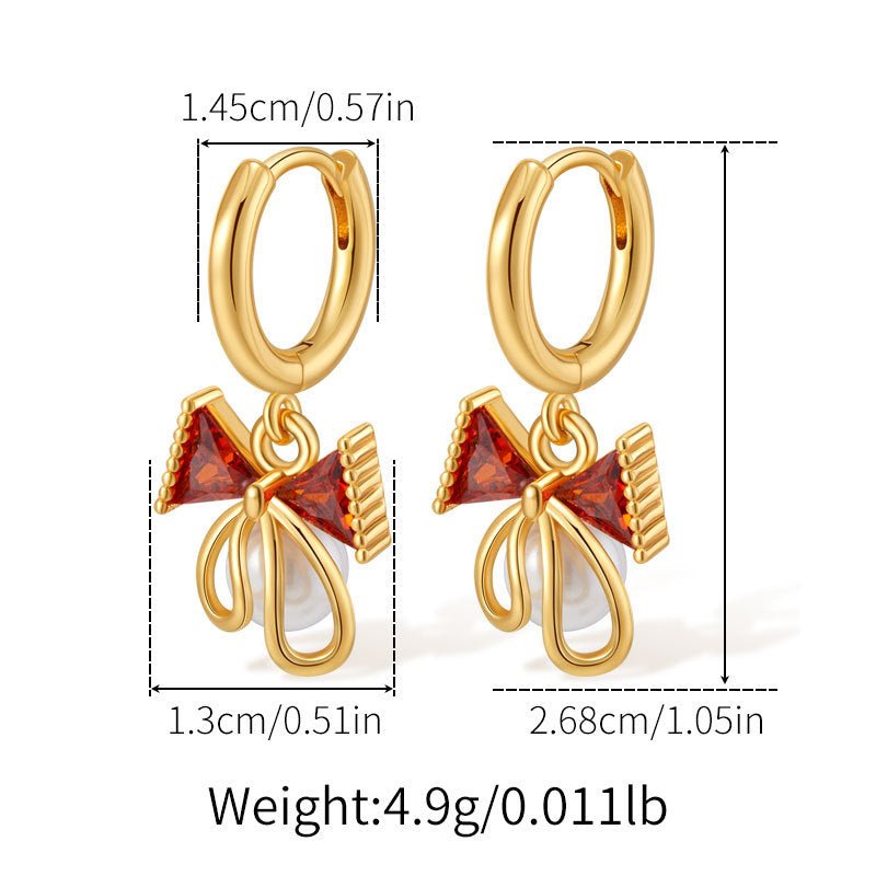 18K Gold Zircon Butterfly Knot Earrings - Shuling Jewelry