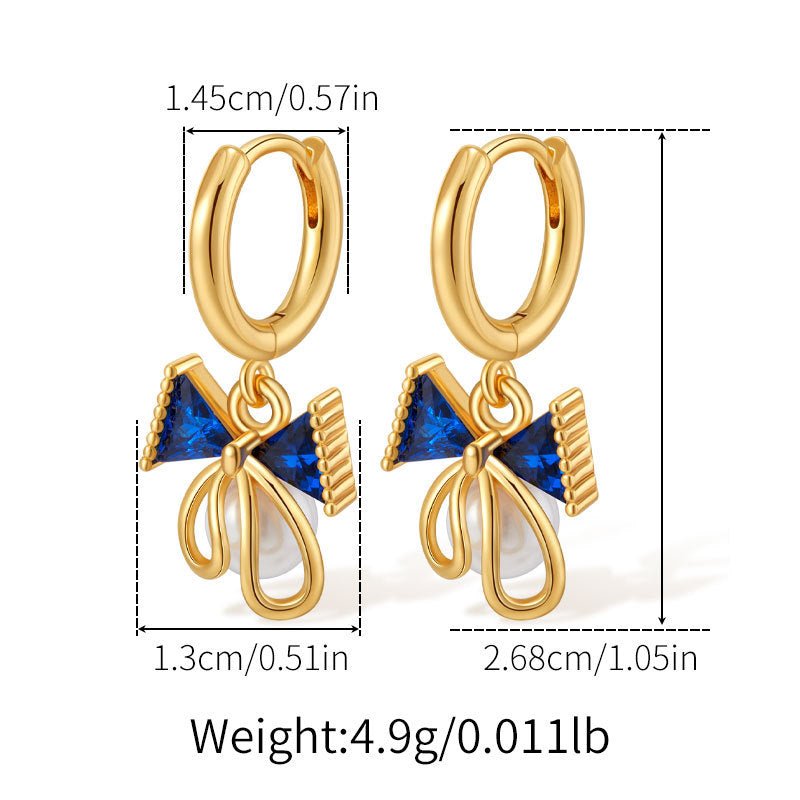 18K Gold Zircon Butterfly Knot Earrings - Shuling Jewelry
