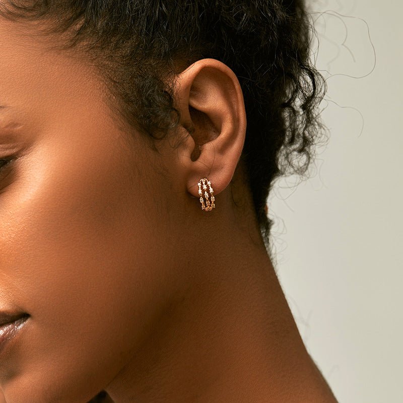 18K Gold Retro Chic Ear Studs - Shuling Jewelry