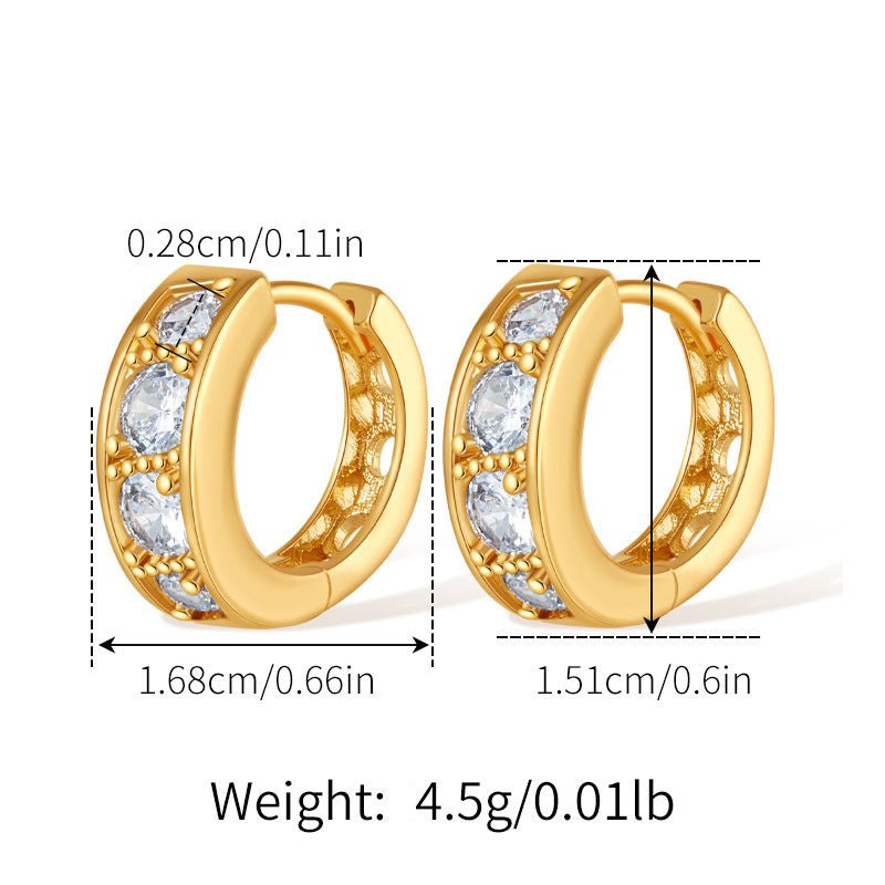 18K Gold Sparkling Zircon Earrings - Shuling Jewelry