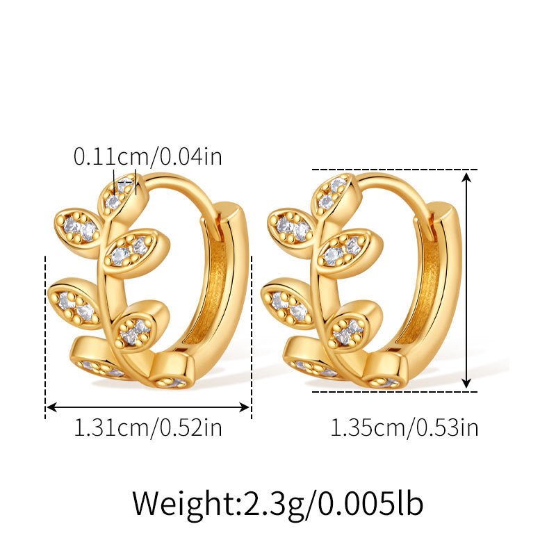 18K Gold Diamond Leaf Earrings - Shuling Jewelry