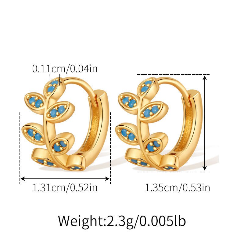 18K Gold Diamond Leaf Earrings - Shuling Jewelry