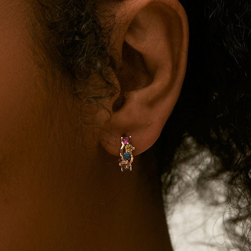 18K Gold Mulcolored Zircon Earrings - Shuling Jewelry