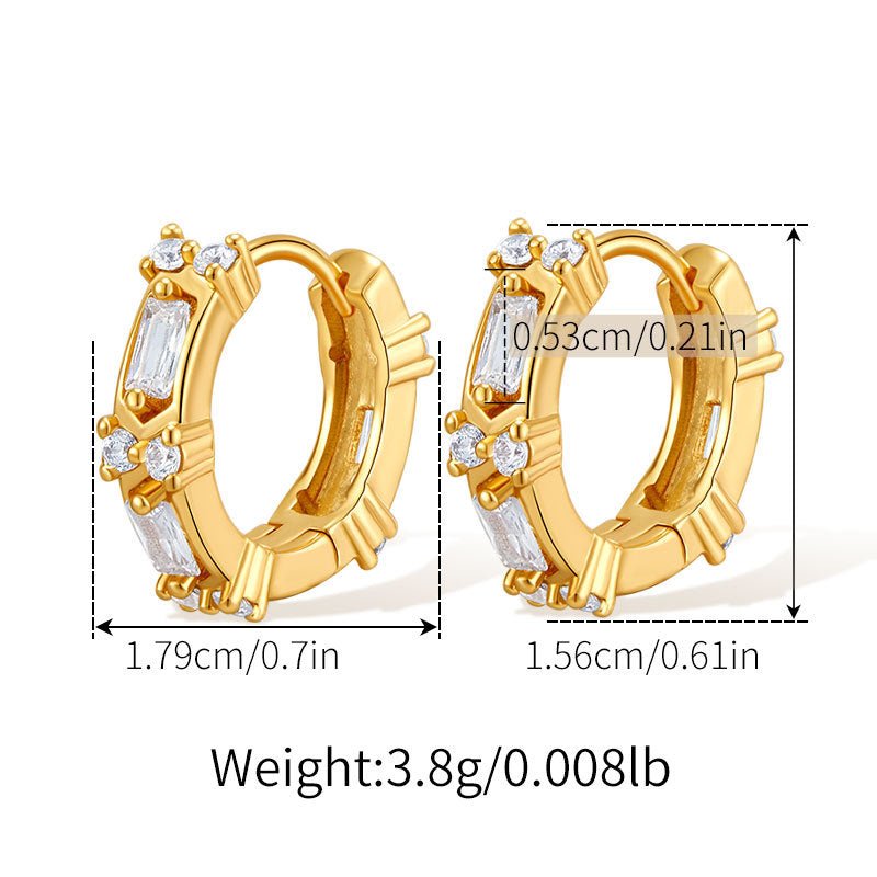 18K Gold Cute Zircon Ear Studs - Shuling Jewelry
