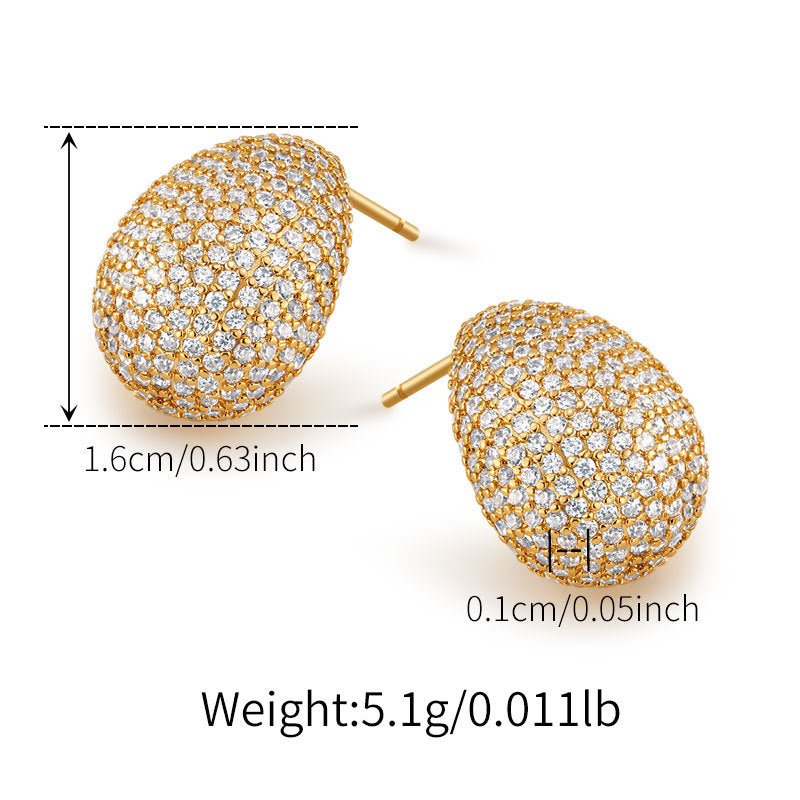 Luxurious Fully Encrusted Cubic Zirconia Ear Studs - Shuling Jewelry