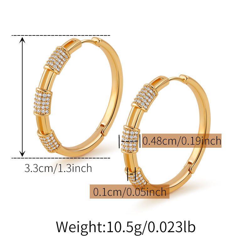 18K Gold Chic Retro Large Hoop Earrings - Shuling Jewelry