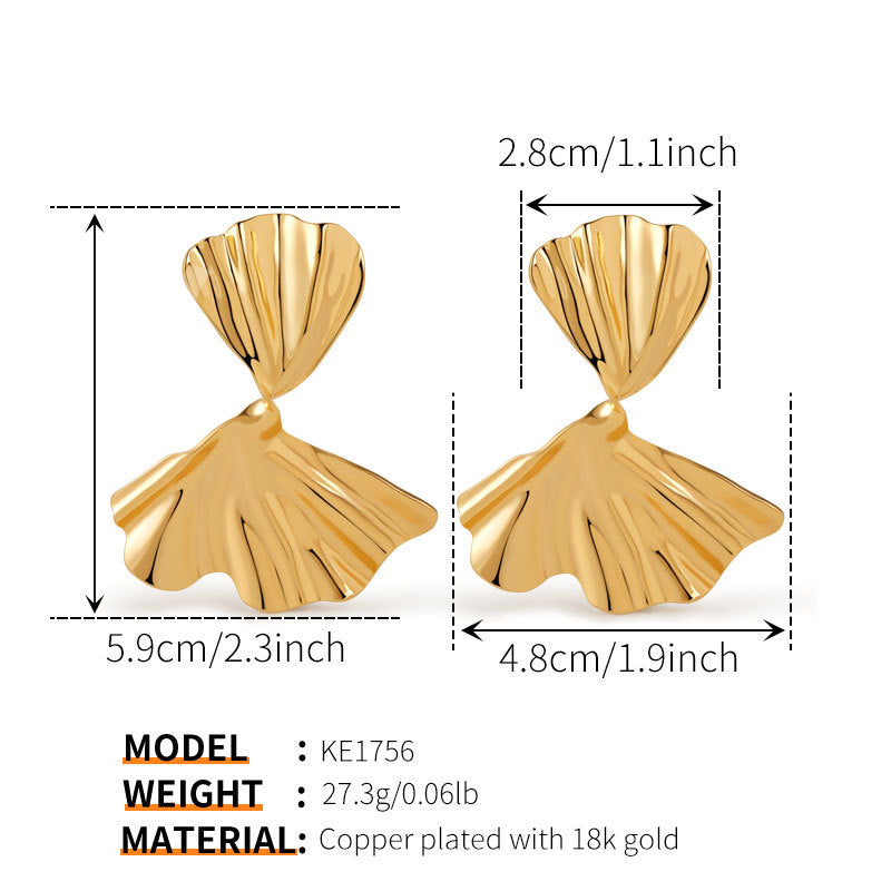 Sculptural Ginkgo Leaf Statement Earrings