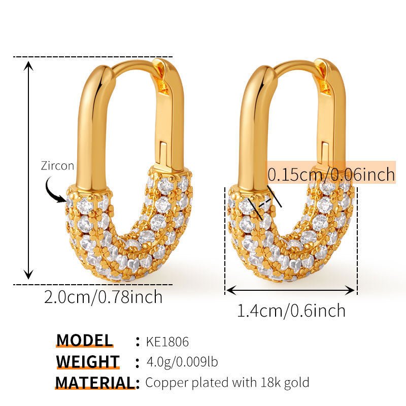 18K Gold U - shaped Fashion Earrings - Shuling Jewelry