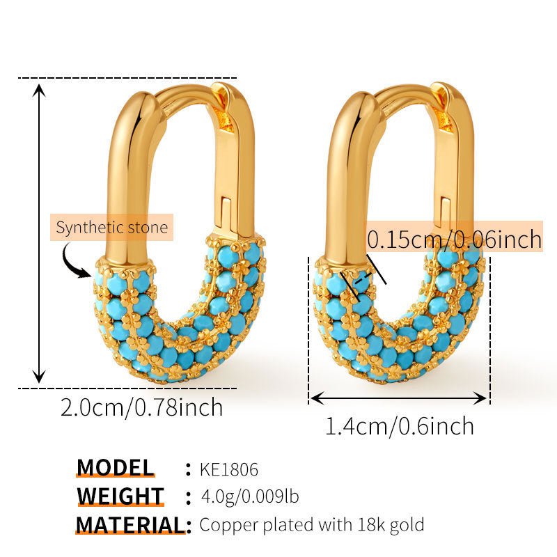 18K Gold U - shaped Fashion Earrings - Shuling Jewelry