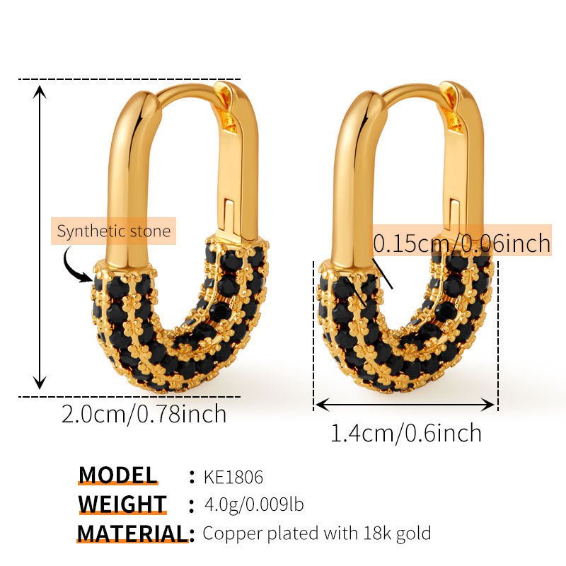 18K Gold U - shaped Fashion Earrings - Shuling Jewelry