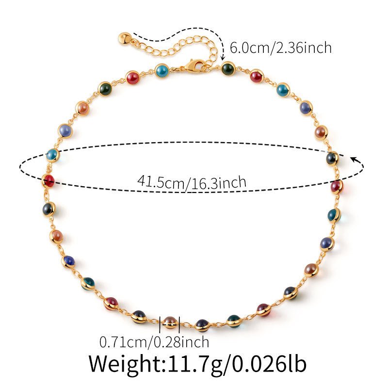 Colorful Glass Dopamine Clavicle Necklace - Shuling Jewelry