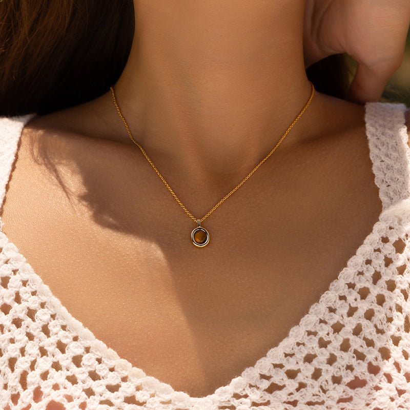 18K Gold Niche Tiger's Eye Necklace - Shuling Jewelry